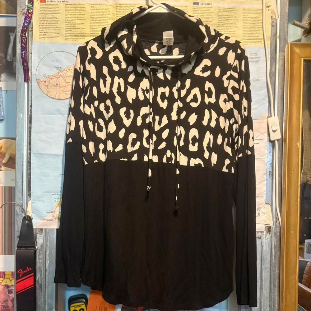 Sew In Love Women's Leopard Print Colorblock Hoodie